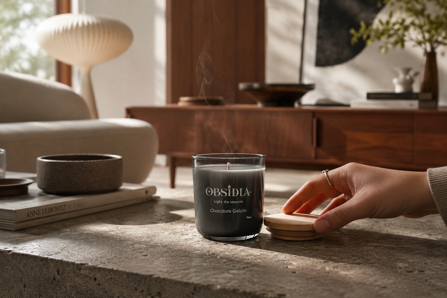 OBSIDIA candle in bathroom